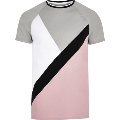 Pink and grey slim fit T-shirt